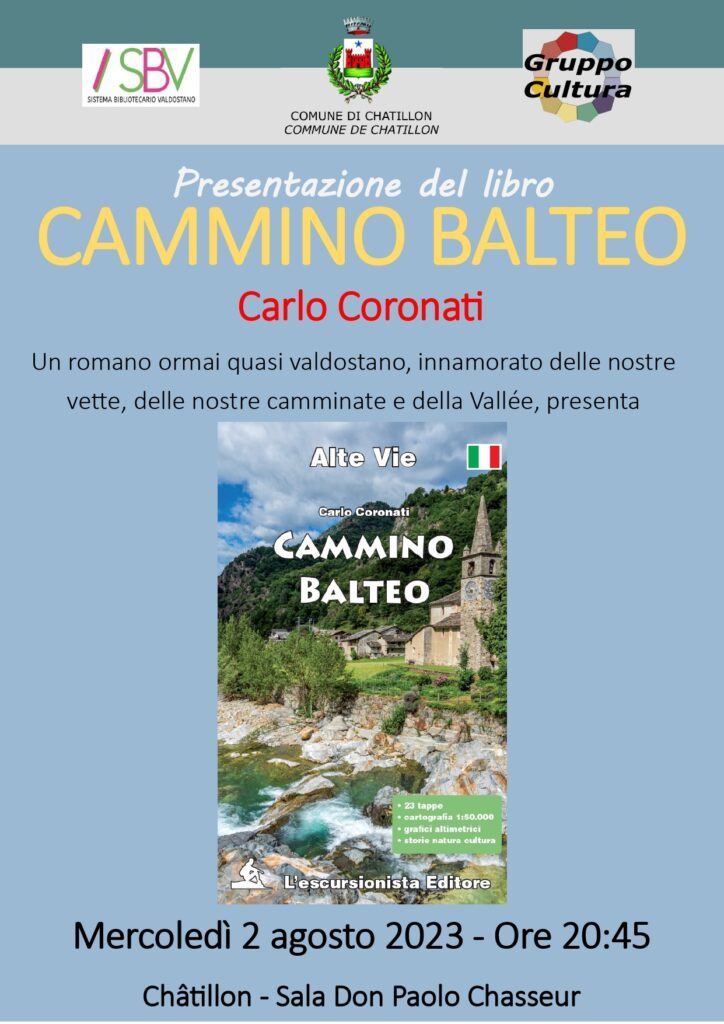 PRESENTAZIONE DEL LIBRO: “CAMMINO BALTEO” MERCOLEDI 2 AGOSTO 2023 ORE 20.45